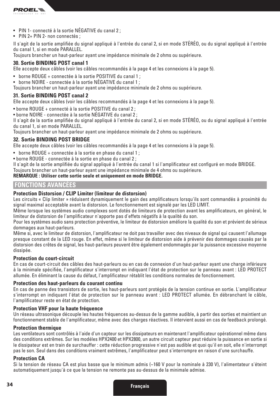 Fonctions avancées | Proel HPX series User Manual | Page 34 / 47