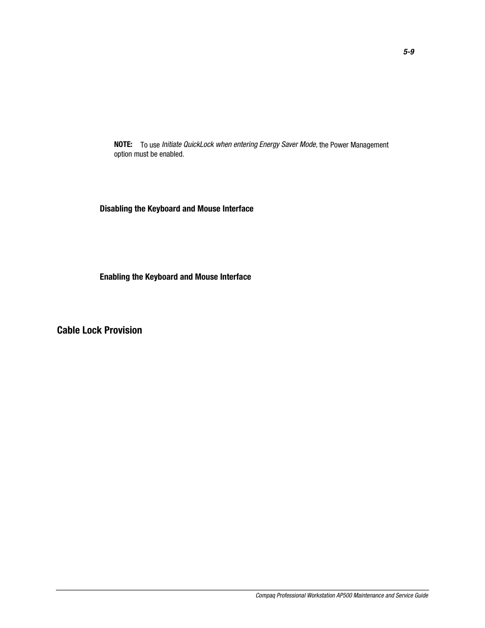 Cable lock provision | Compaq AP500 User Manual | Page 128 / 179