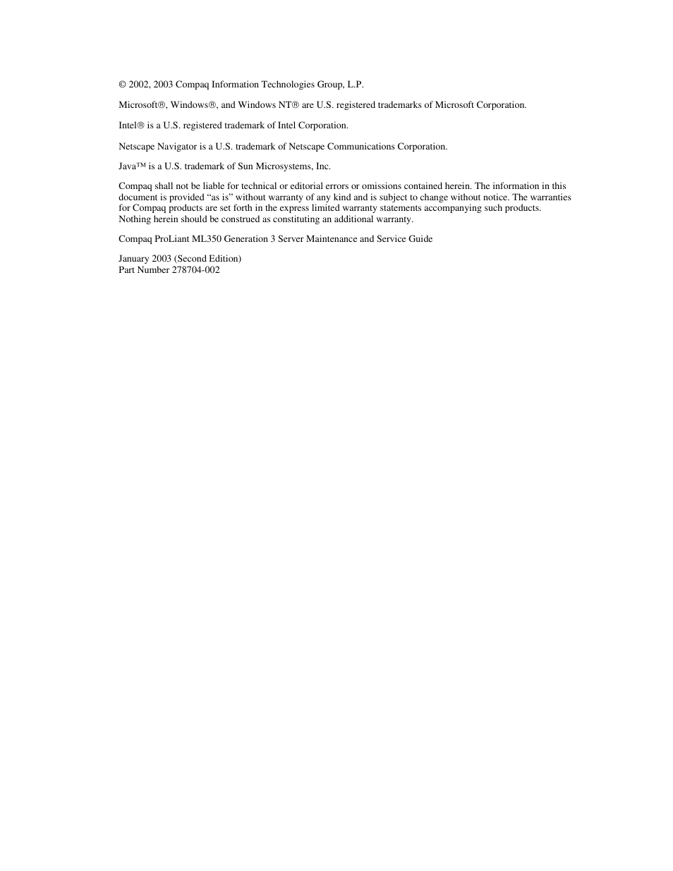 Notice | Compaq PROLIANT ML350 User Manual | Page 2 / 89