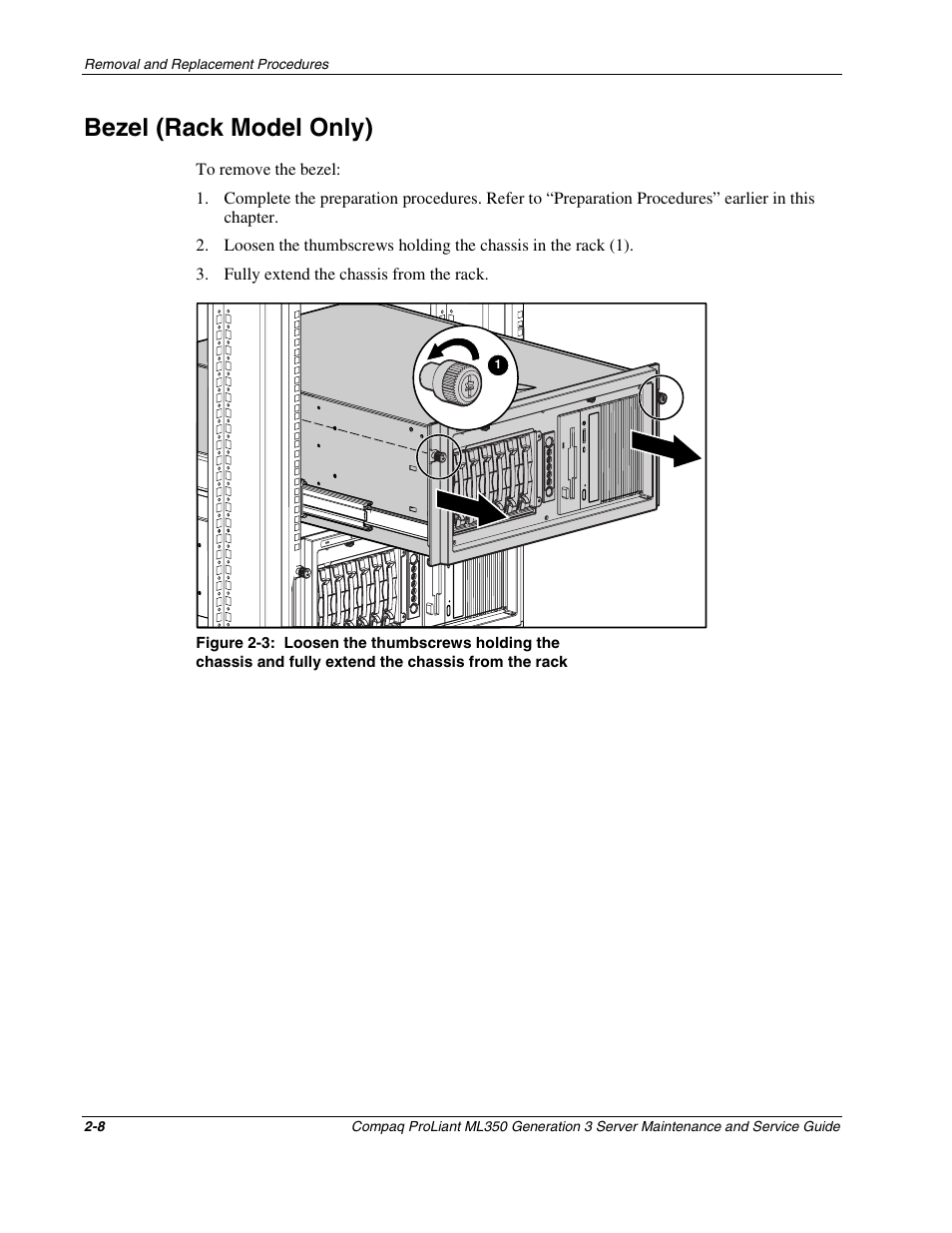 Bezel (rack model only), Bezel (rack model only) -8 | Compaq PROLIANT ML350 User Manual | Page 22 / 89