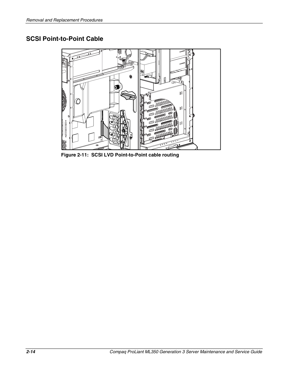 Scsi point-to-point cable, Scsi point-to-point cable -14 | Compaq PROLIANT ML350 User Manual | Page 28 / 89