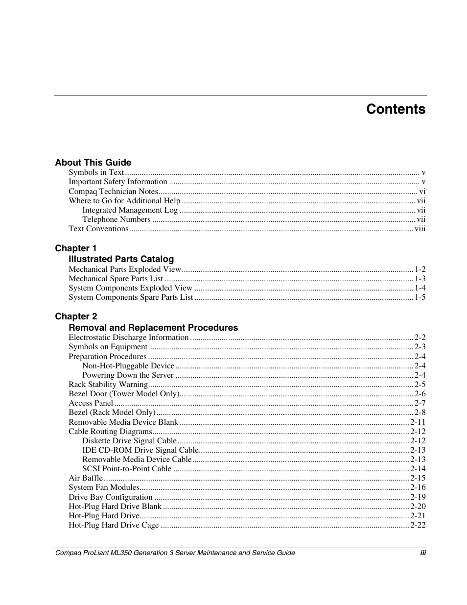 Compaq PROLIANT ML350 User Manual | Page 3 / 89