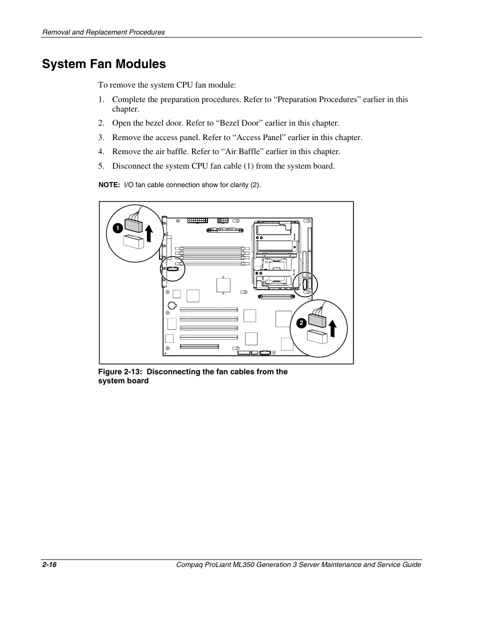 System fan modules, System fan modules -16 | Compaq PROLIANT ML350 User Manual | Page 30 / 89