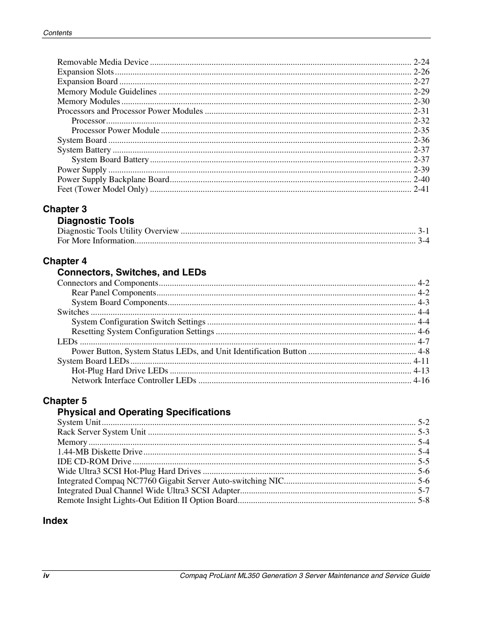 Compaq PROLIANT ML350 User Manual | Page 4 / 89