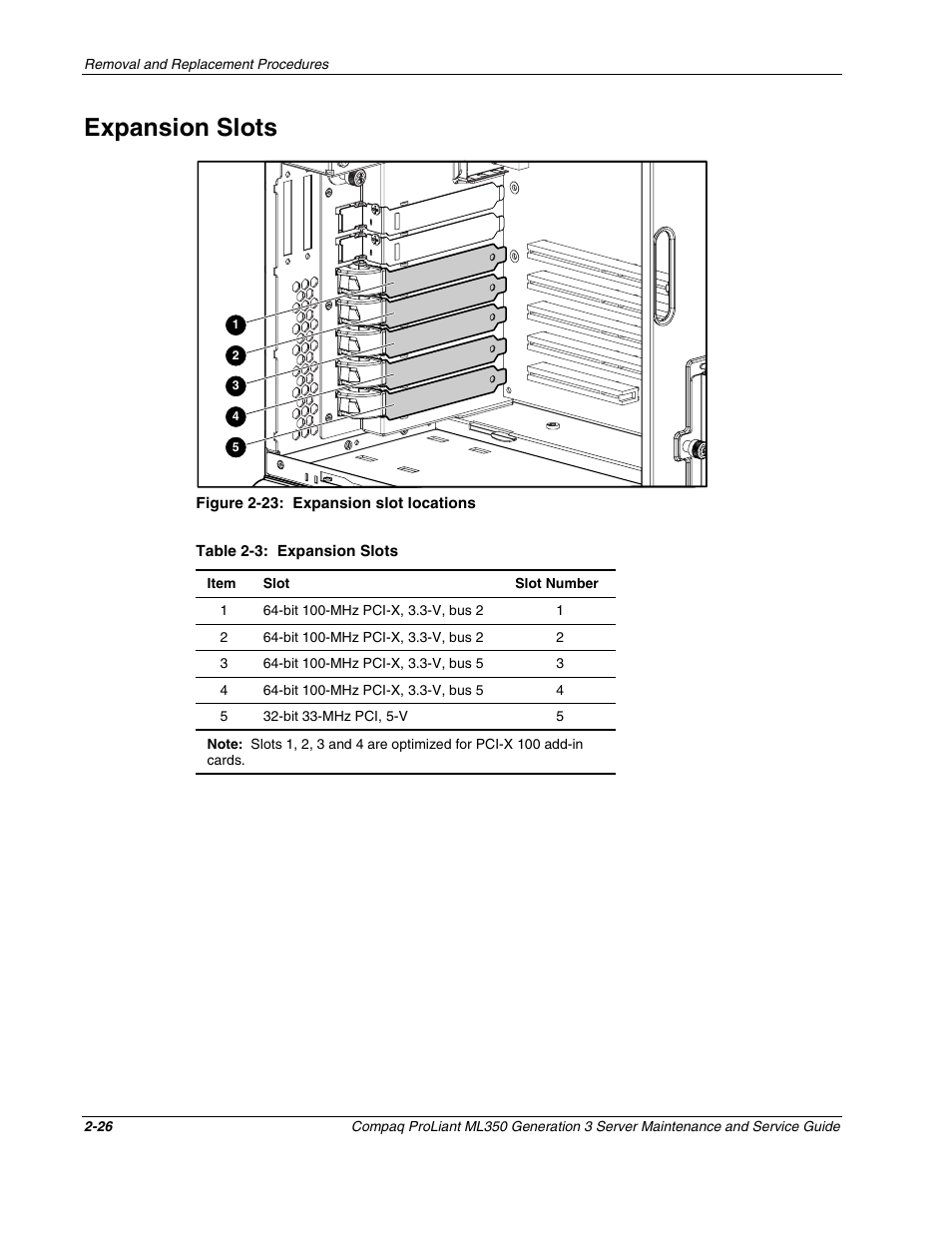 Expansion slots, Expansion slots -26 | Compaq PROLIANT ML350 User Manual | Page 40 / 89