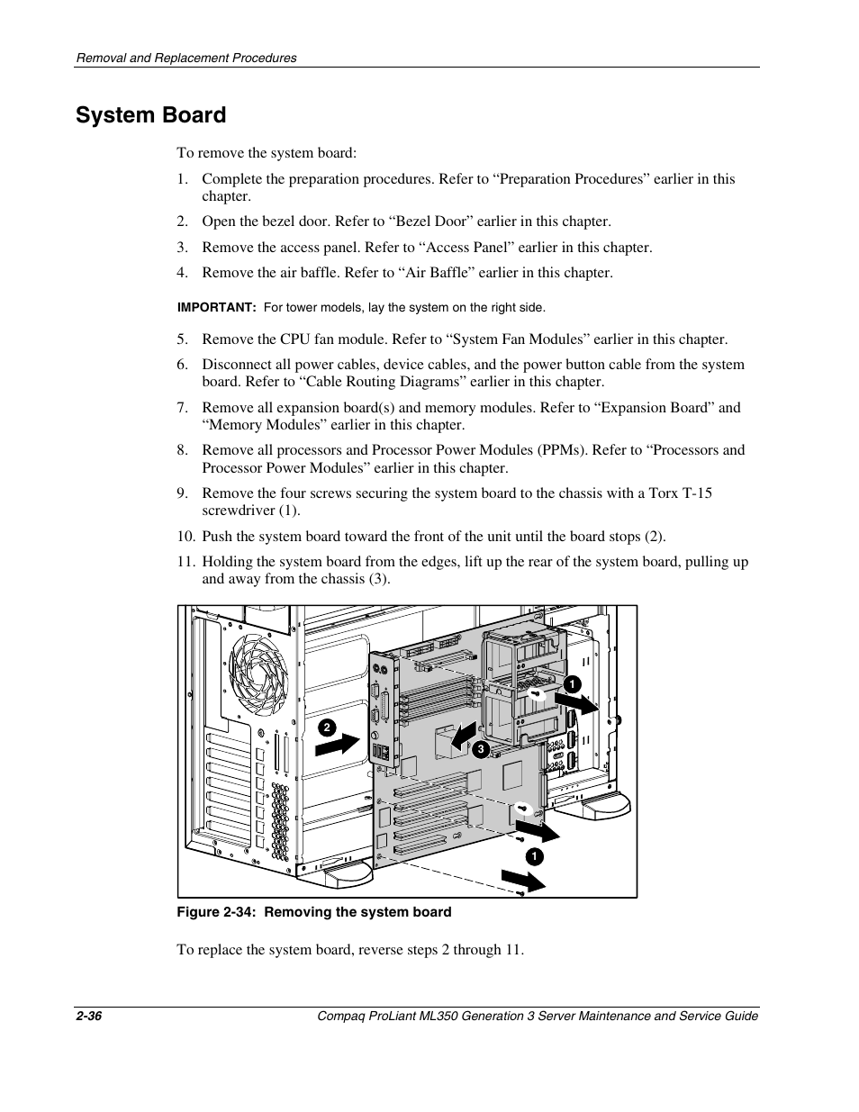 System board, System board -36 | Compaq PROLIANT ML350 User Manual | Page 50 / 89