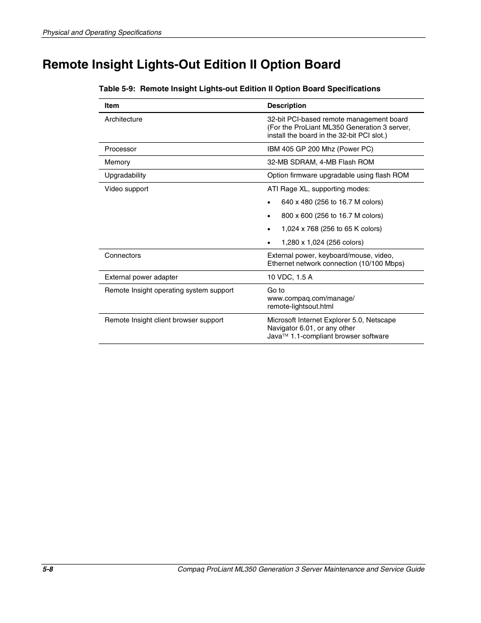 Remote insight lights-out edition ii option board | Compaq PROLIANT ML350 User Manual | Page 83 / 89