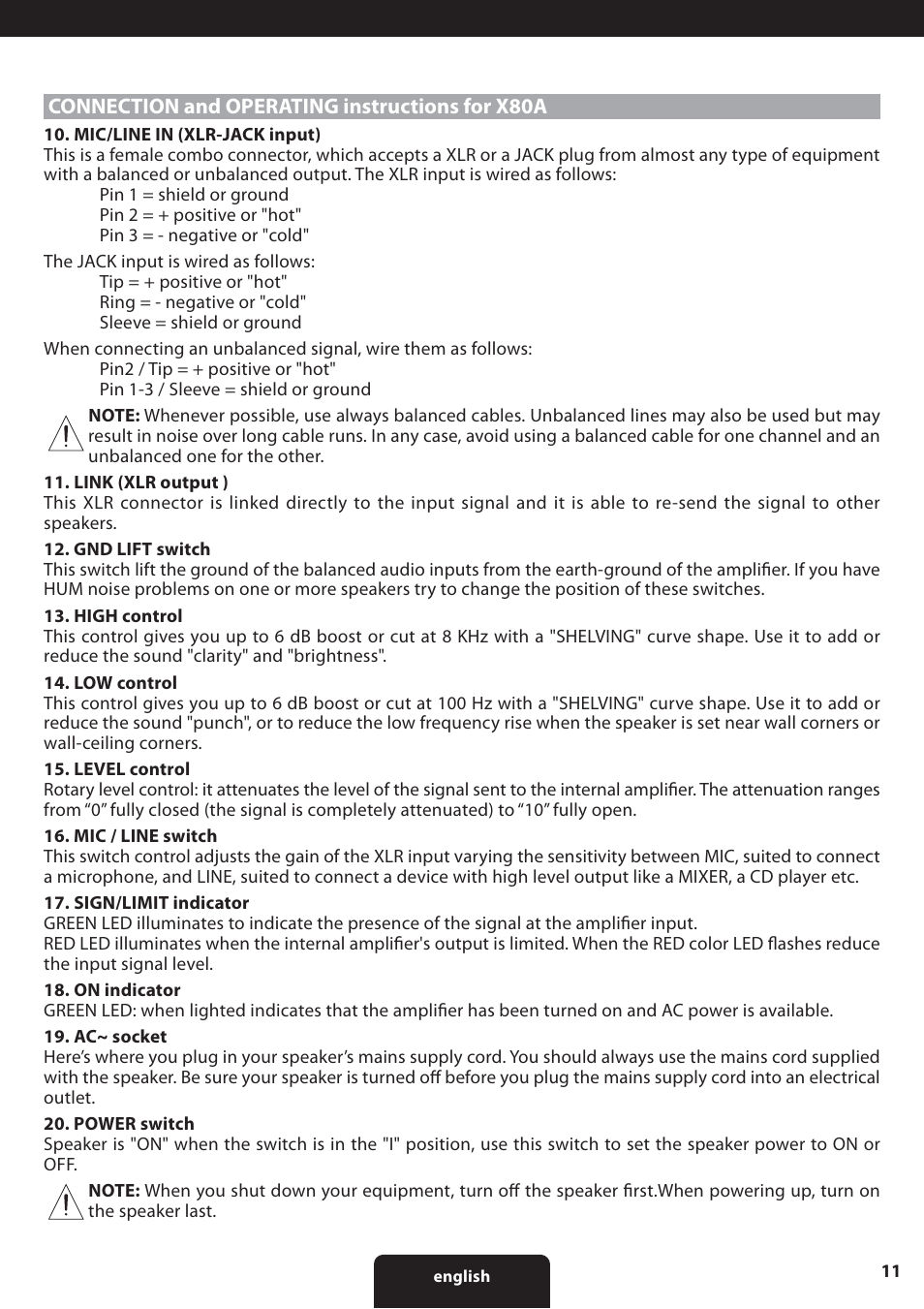 Proel X30TB User Manual | Page 11 / 16