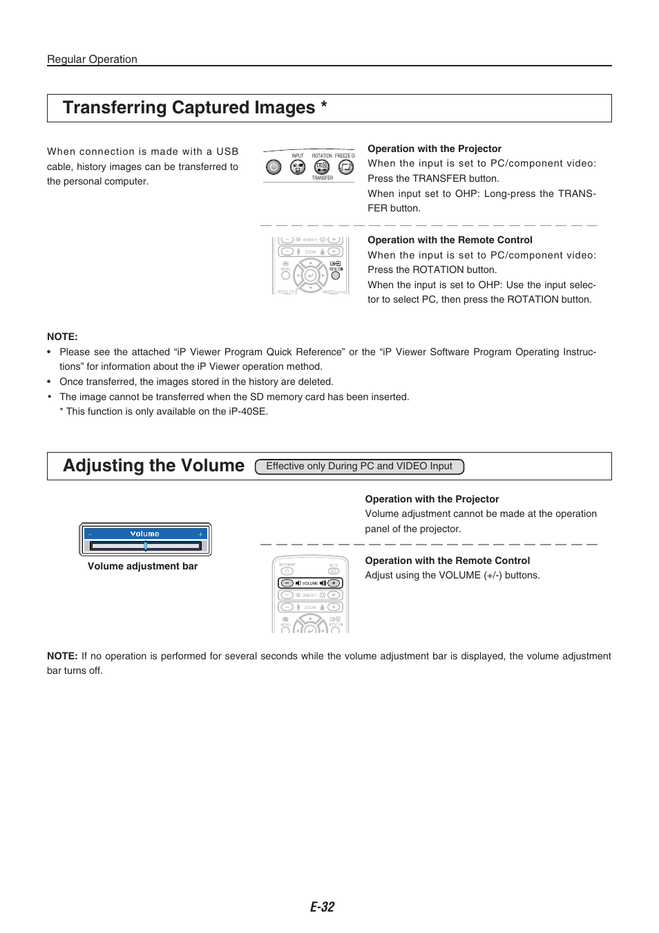 Transferring captured images, Adjusting the volume | Compaq iP-40 User Manual | Page 34 / 57