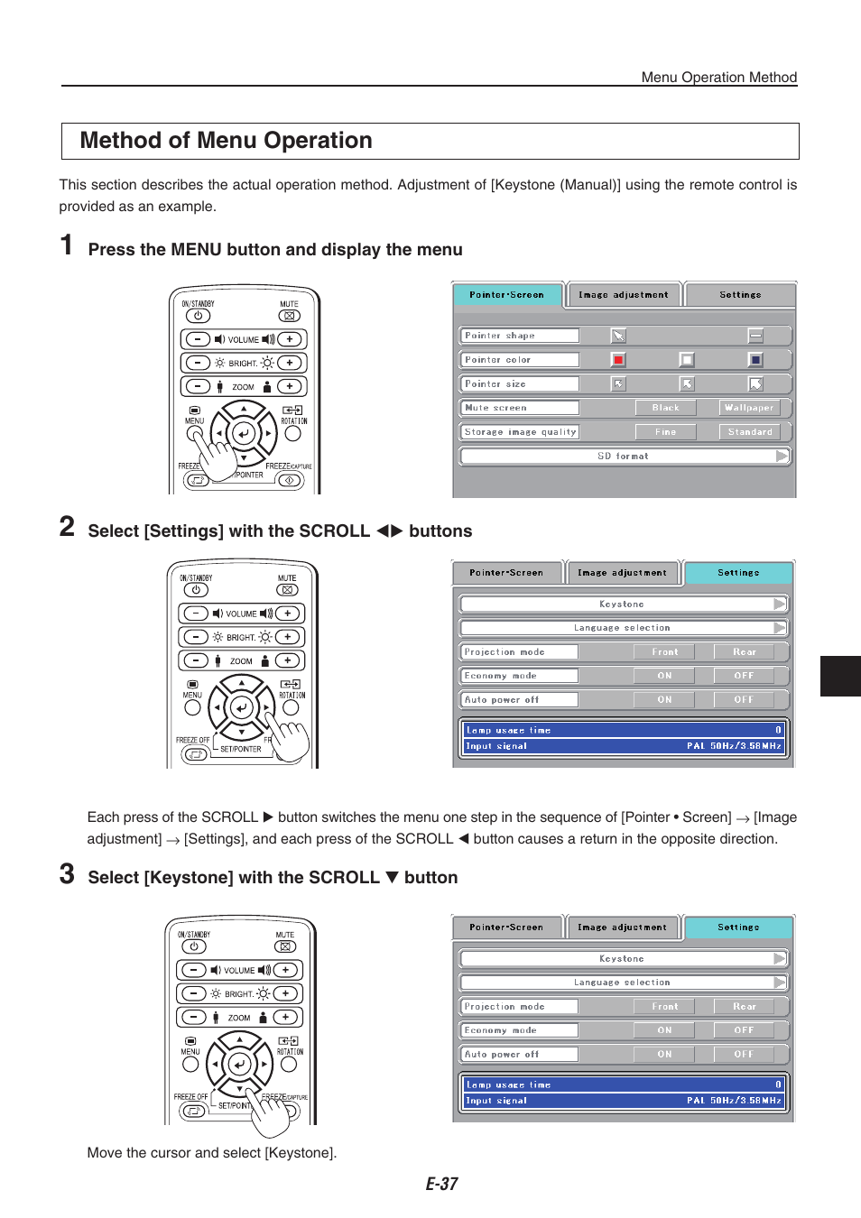 Method of menu operation | Compaq iP-40 User Manual | Page 39 / 57