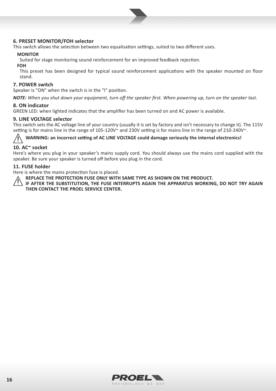 Proel WD15A User Manual | Page 16 / 37