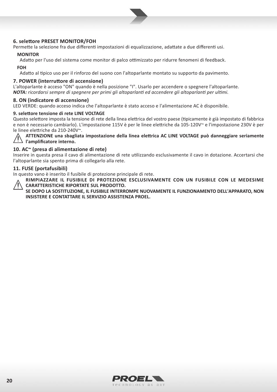 Proel WD15A User Manual | Page 20 / 37