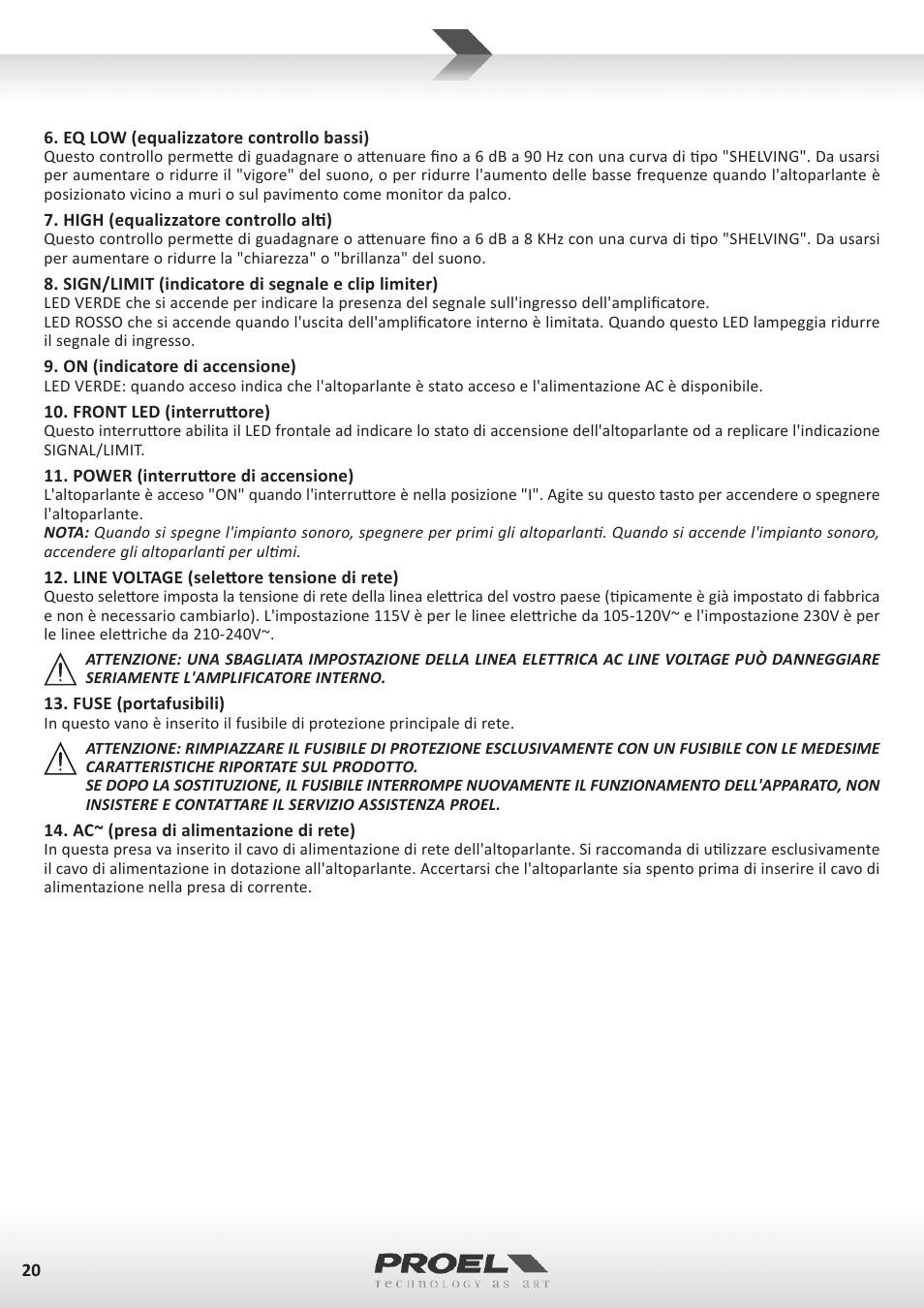 Proel V15A User Manual | Page 20 / 37