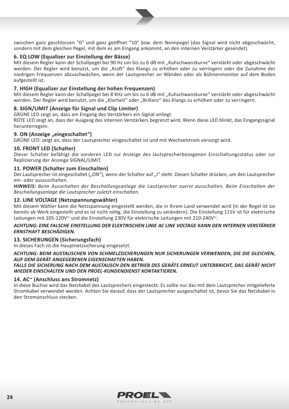 Proel V15A User Manual | Page 24 / 37