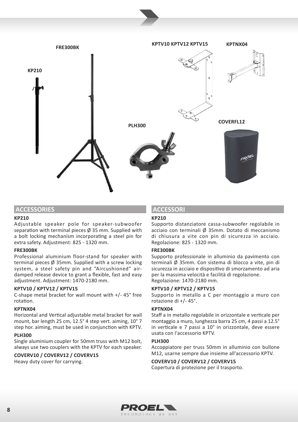 Accessories, Accessori | Proel V15A User Manual | Page 8 / 37