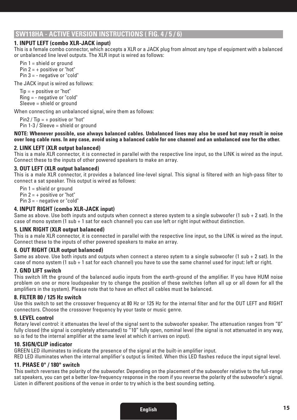 Proel SW118HAV2 User Manual | Page 15 / 48