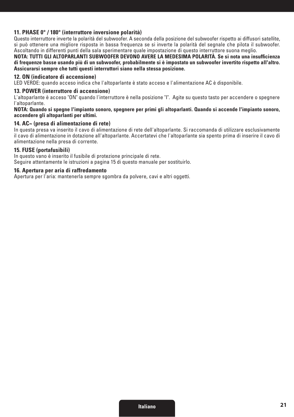 Proel SW118HAV2 User Manual | Page 21 / 48