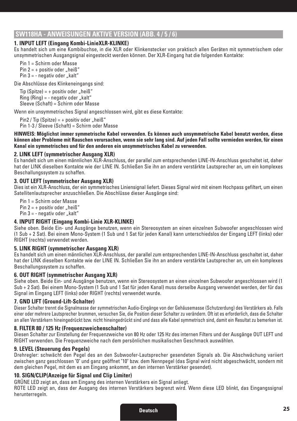 Proel SW118HAV2 User Manual | Page 25 / 48