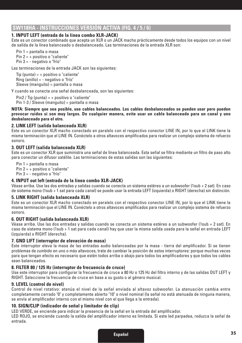 Proel SW118HAV2 User Manual | Page 35 / 48