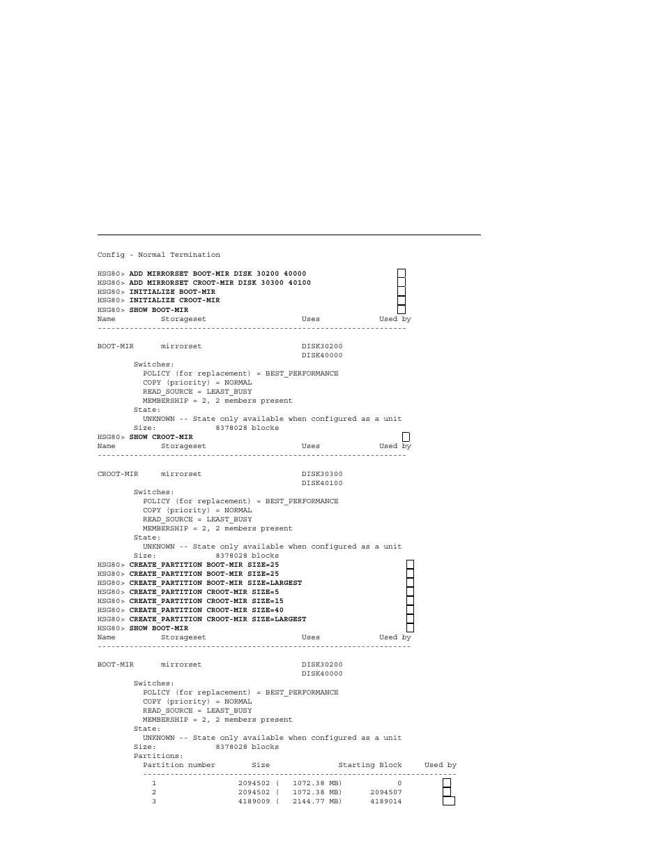 Example 6–2: setting up the mirrorset (cont.) | Compaq AA-RHGWB-TE User Manual | Page 145 / 320