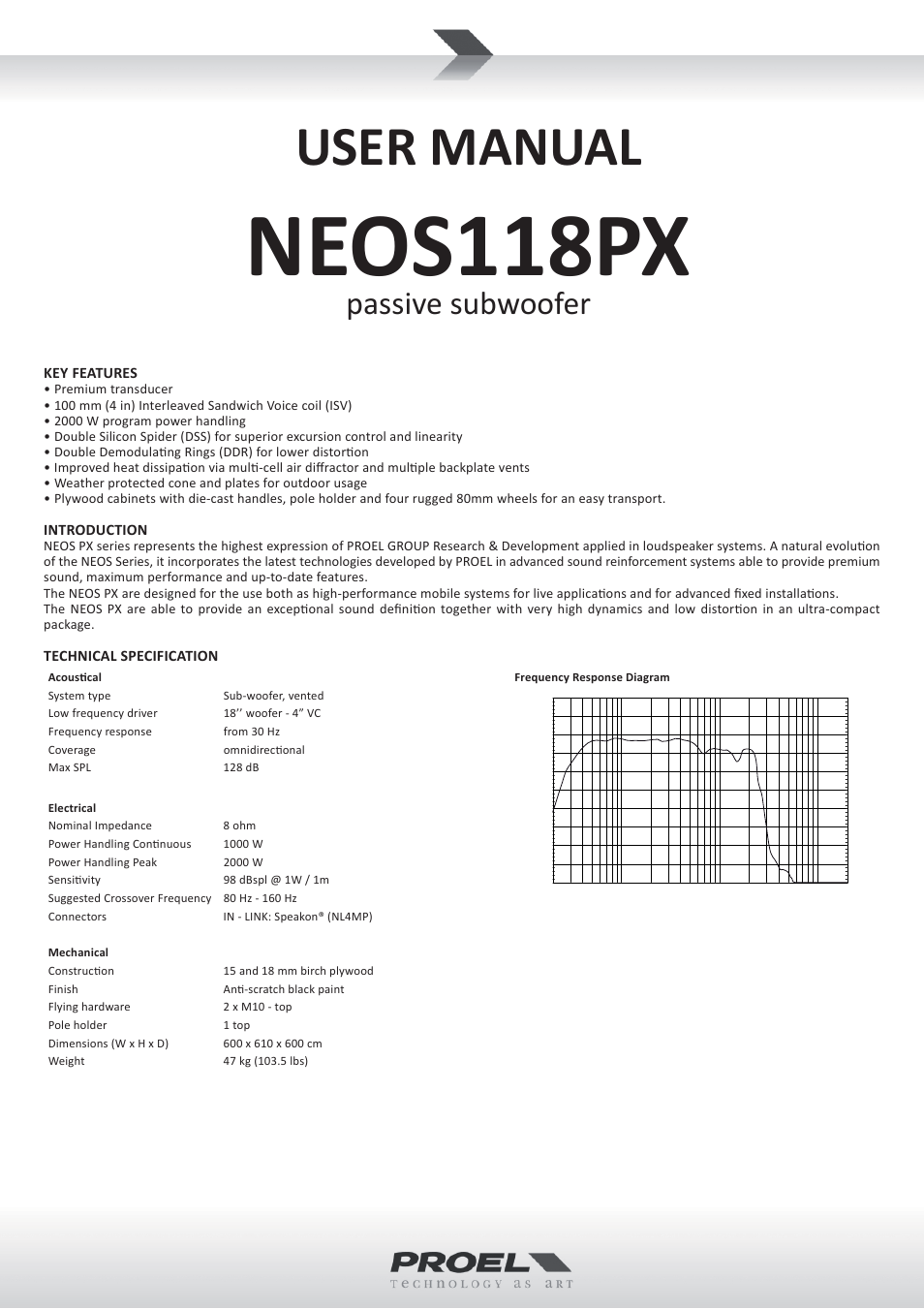 Proel NEOS118PX User Manual | 4 pages