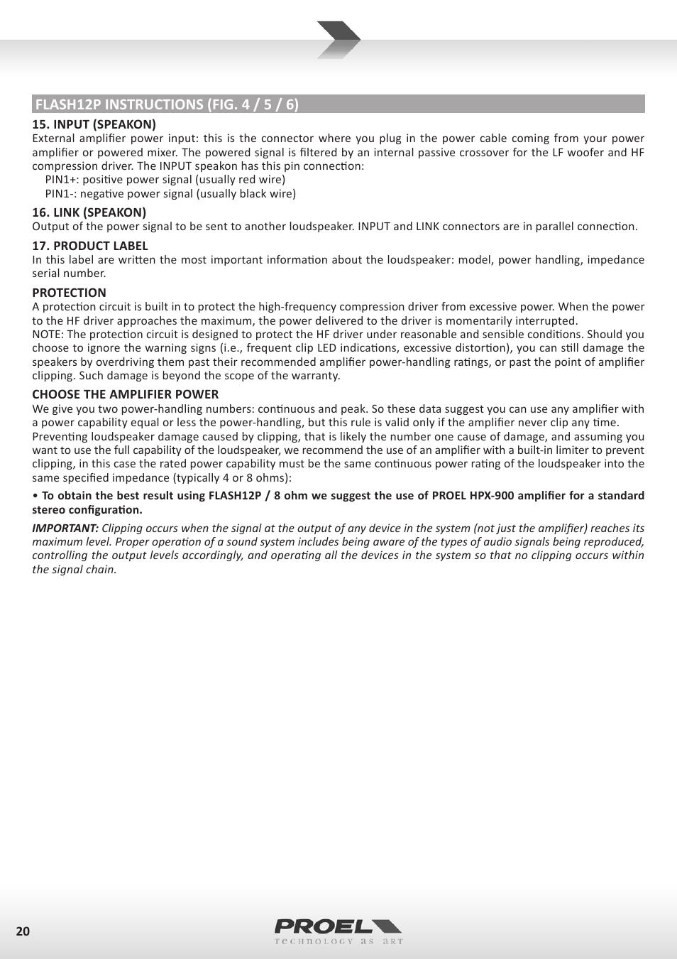 Proel FLASH12PV2 User Manual | Page 20 / 46