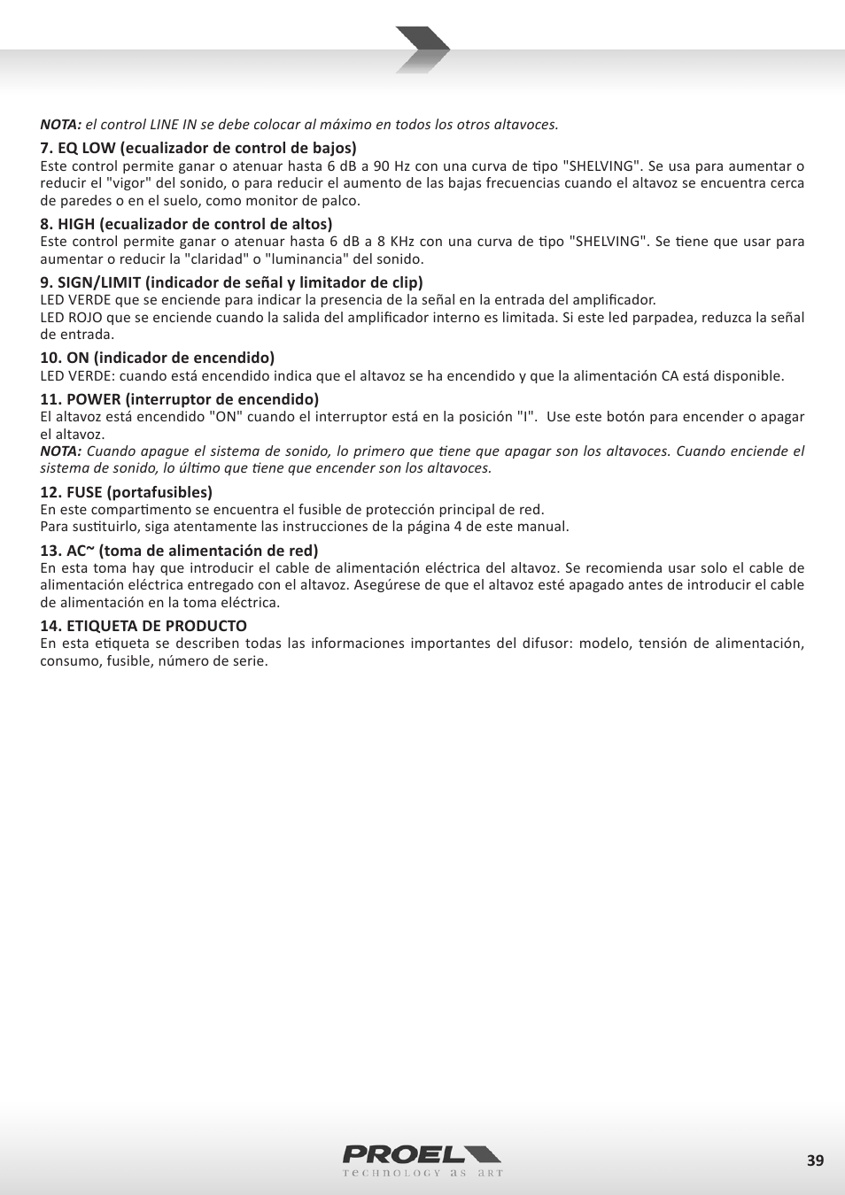 Proel FLASH12PV2 User Manual | Page 39 / 46