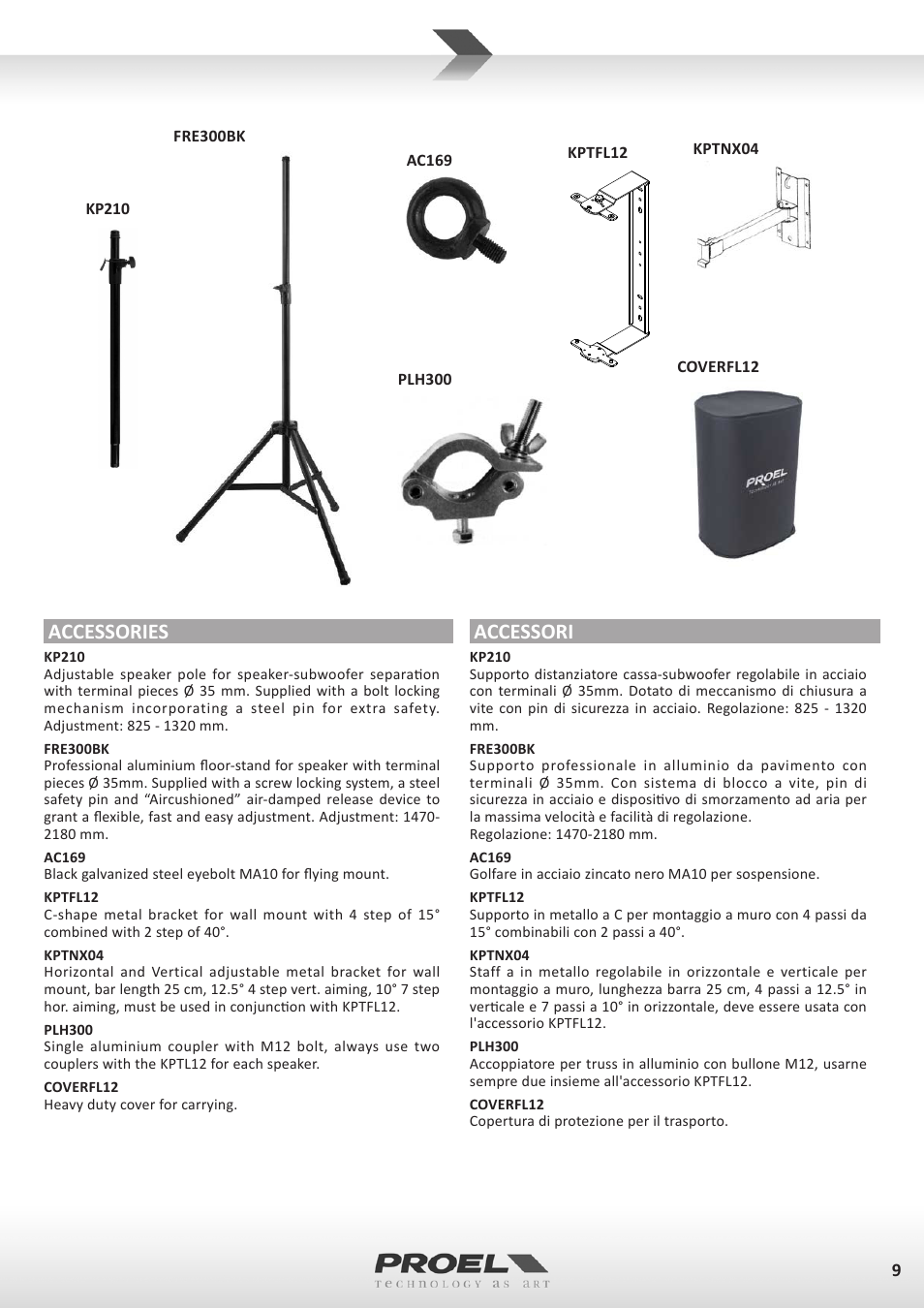 Accessories, Accessori | Proel FLASH12PV2 User Manual | Page 9 / 46