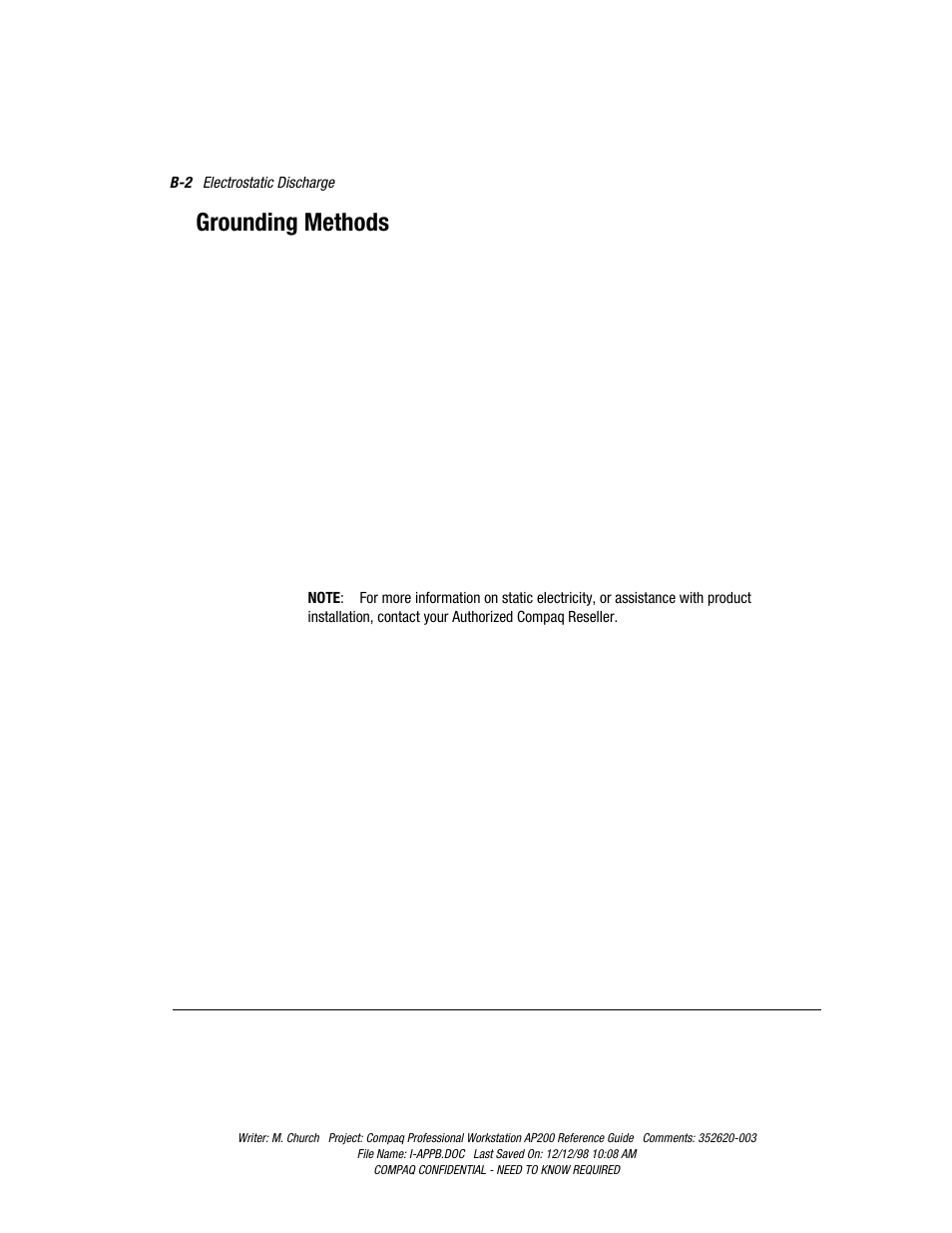 Grounding methods | Compaq Professional Workstation AP200 User Manual | Page 135 / 163