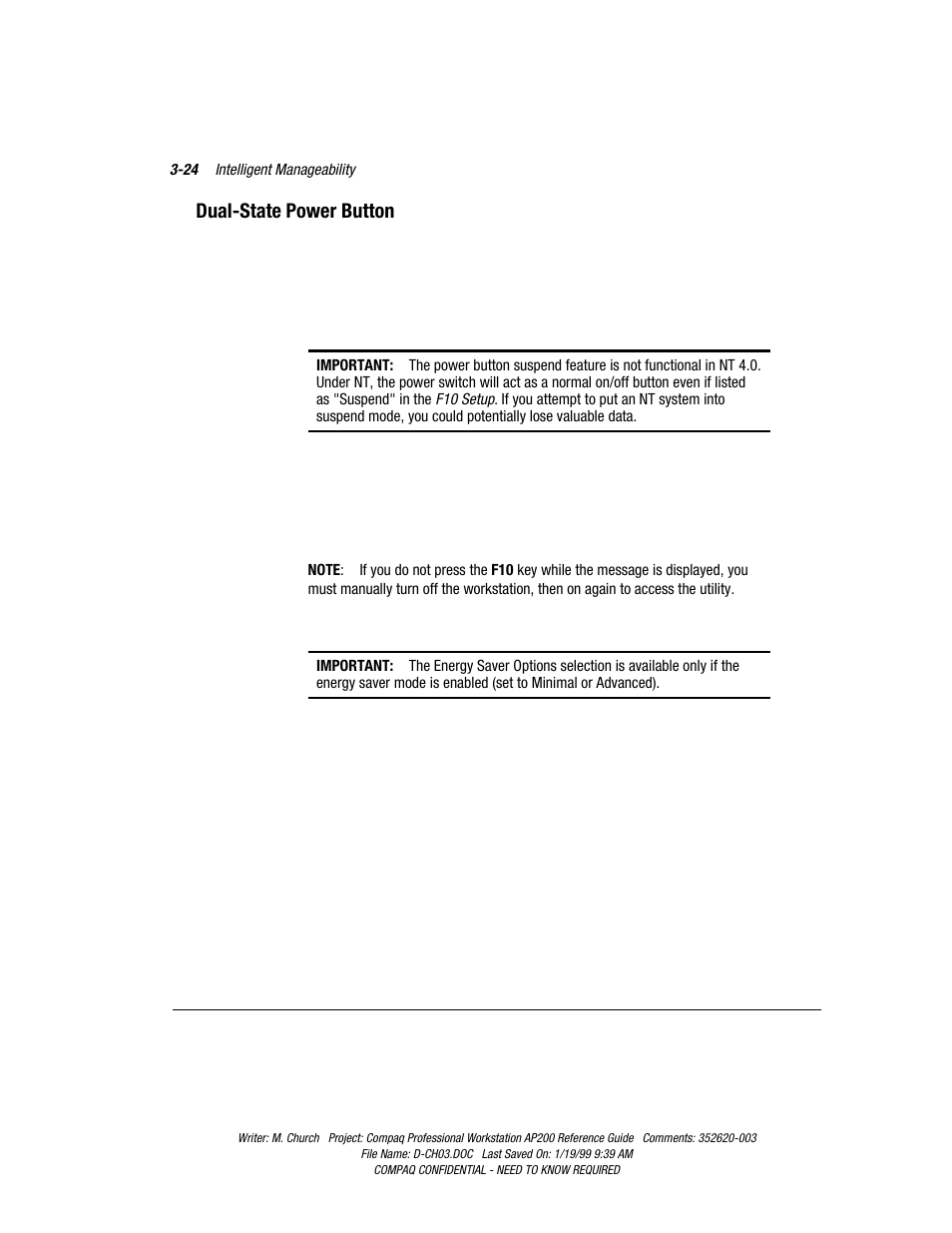 Dual-state power button, Dual-state power button -24 | Compaq Professional Workstation AP200 User Manual | Page 59 / 163