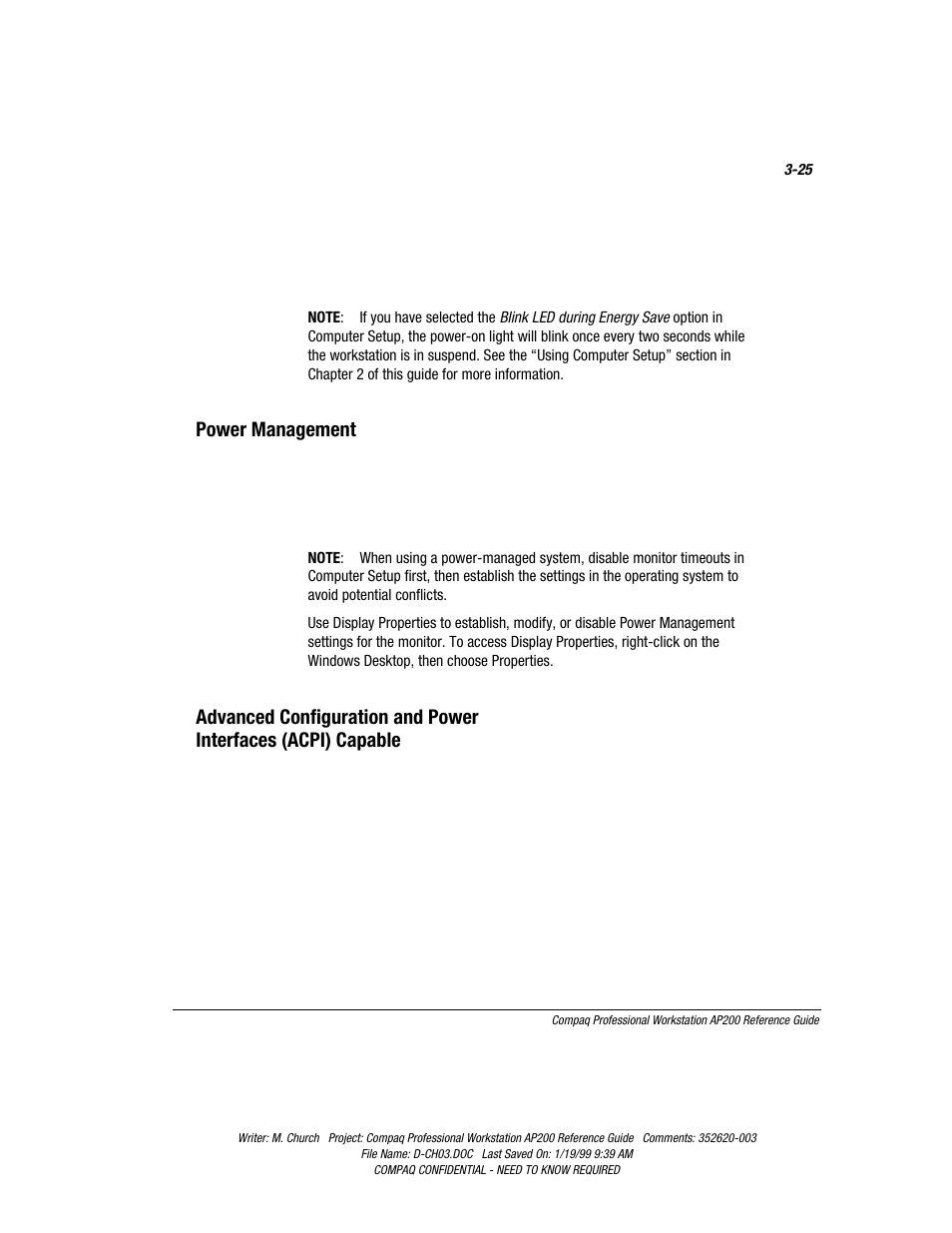 Power management | Compaq Professional Workstation AP200 User Manual | Page 60 / 163