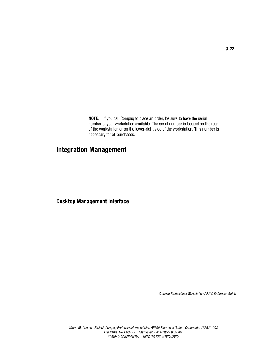 Integration management, Desktop management interface, Integration management -27 | Desktop management interface -27 | Compaq Professional Workstation AP200 User Manual | Page 62 / 163