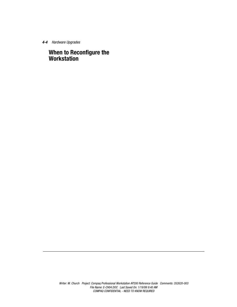 When to reconfigure the workstation, When to reconfigure the workstation -4 | Compaq Professional Workstation AP200 User Manual | Page 68 / 163