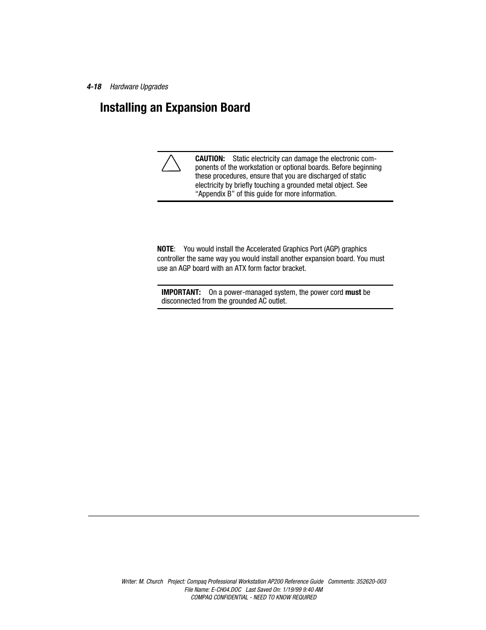 Installing an expansion board, Installing additional memory -15 | Compaq Professional Workstation AP200 User Manual | Page 82 / 163