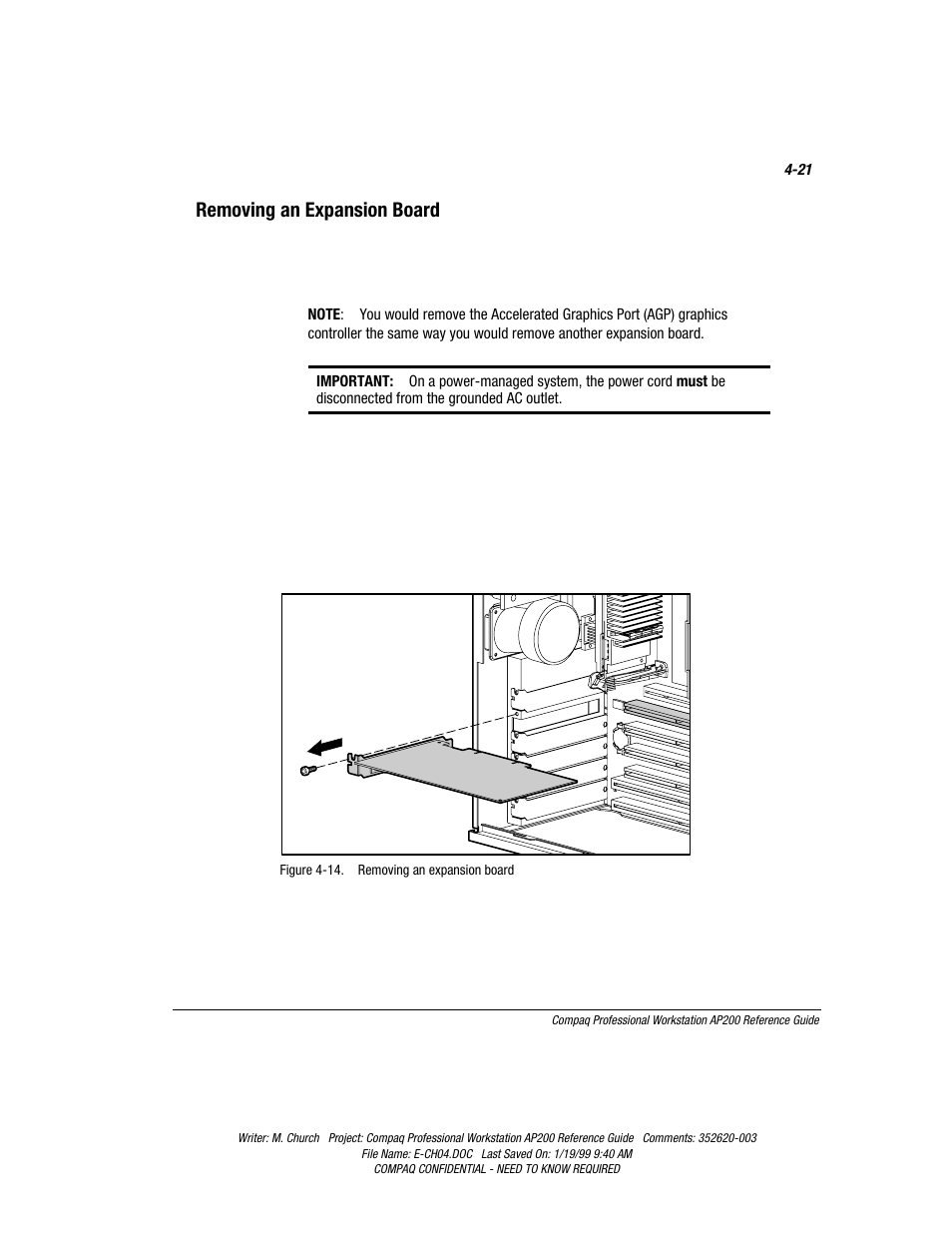 Removing an expansion board, Installing an expansion board -18, Removing an expansion board -21 | Compaq Professional Workstation AP200 User Manual | Page 85 / 163