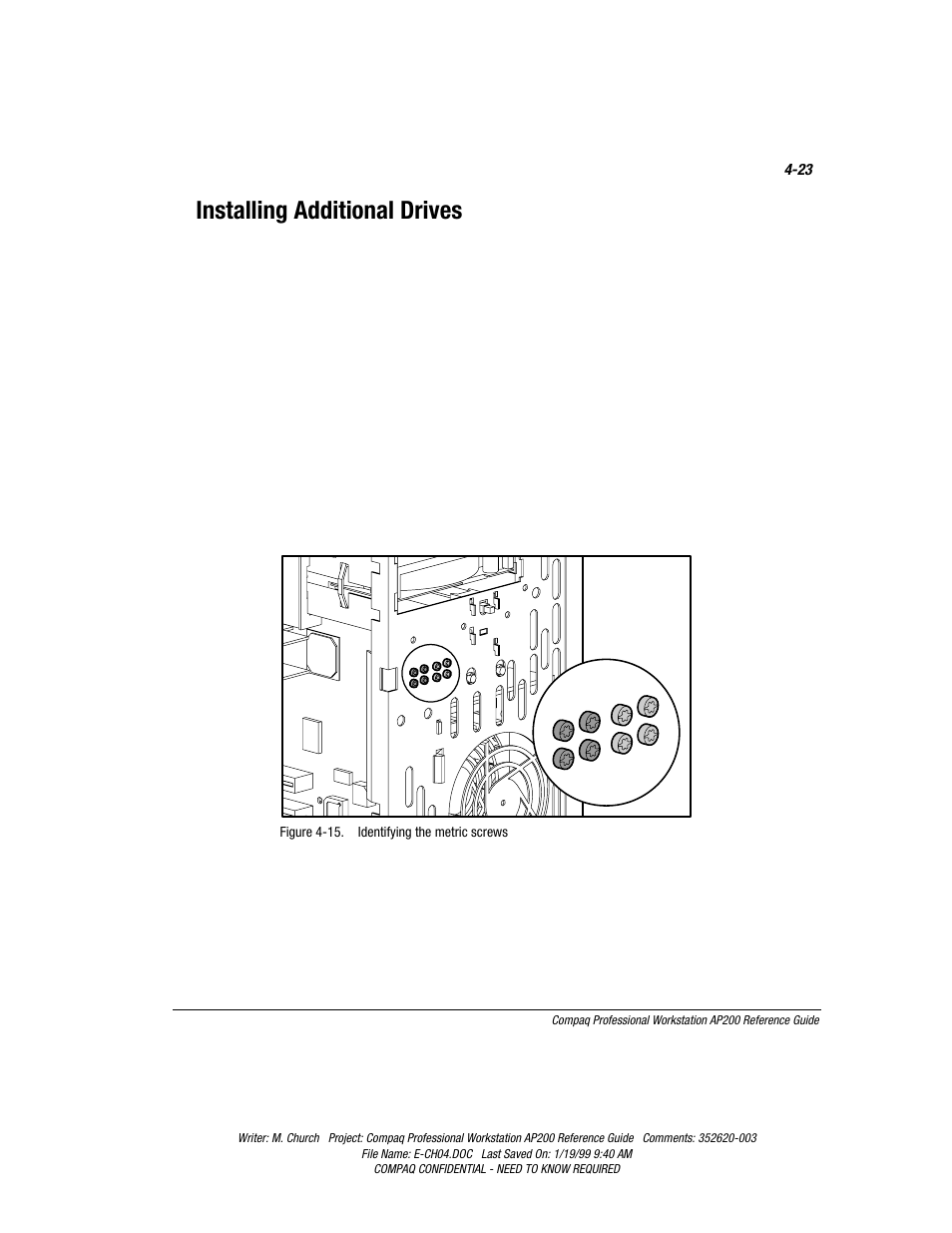 Installing additional drives, Installing additional drives -23 | Compaq Professional Workstation AP200 User Manual | Page 87 / 163