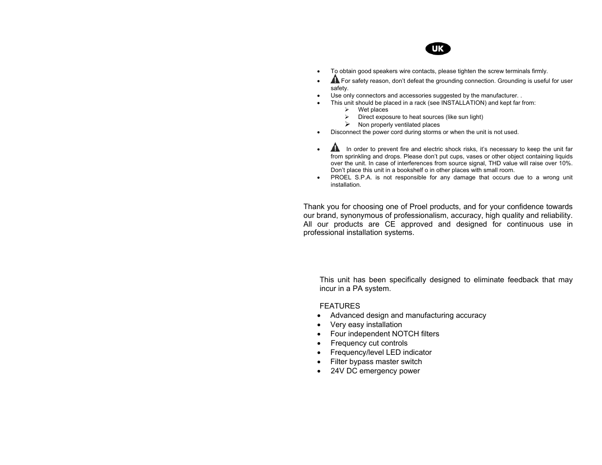 Proel AF4 User Manual | Page 5 / 10