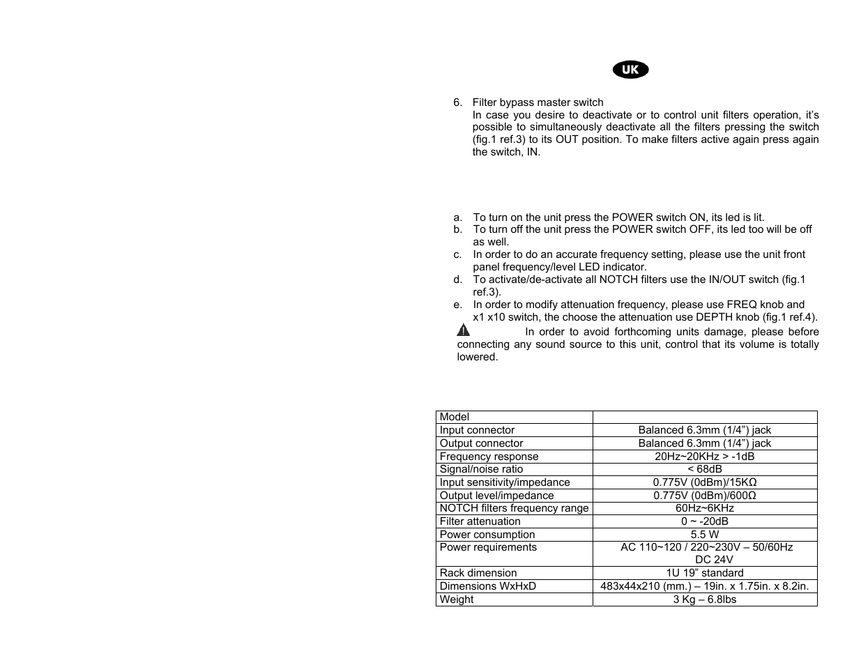 Proel AF4 User Manual | Page 8 / 10