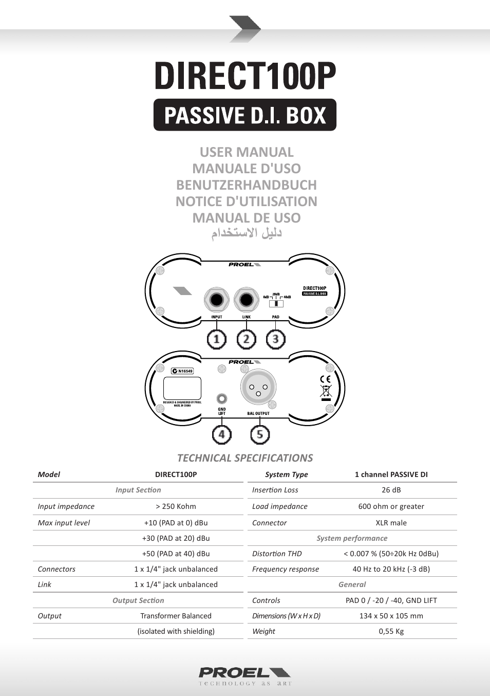 Proel DIRECT100P User Manual | 10 pages
