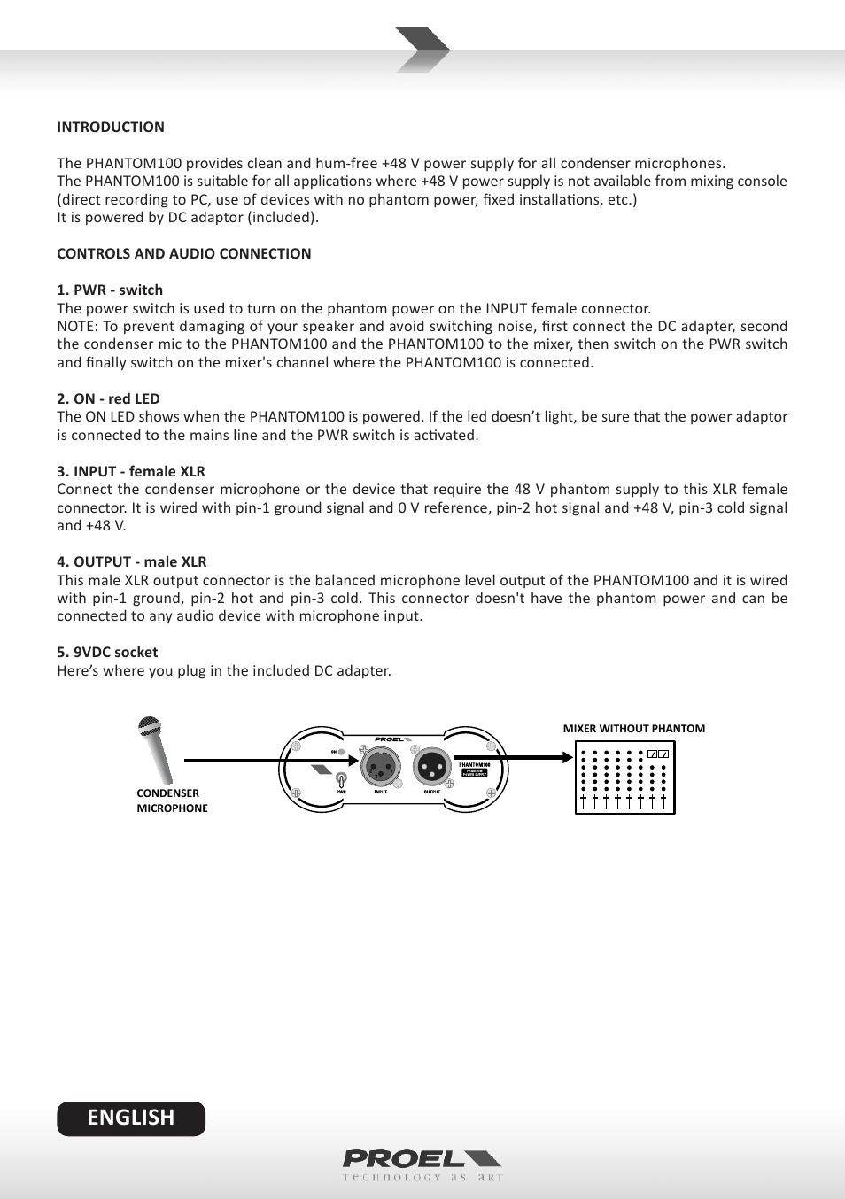 English | Proel PHANTOM100 User Manual | Page 2 / 10