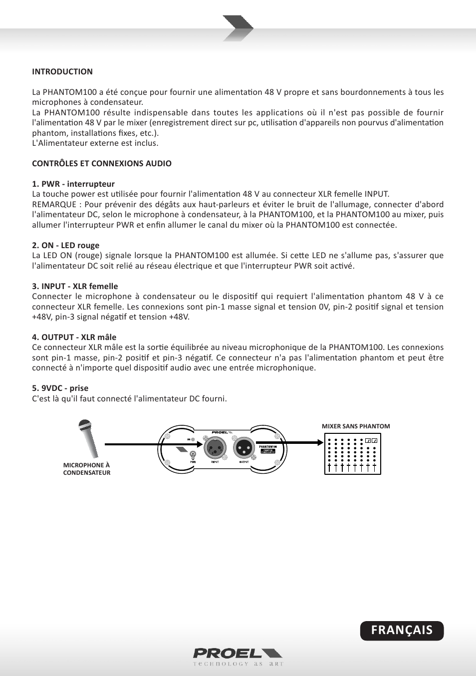 Français | Proel PHANTOM100 User Manual | Page 5 / 10