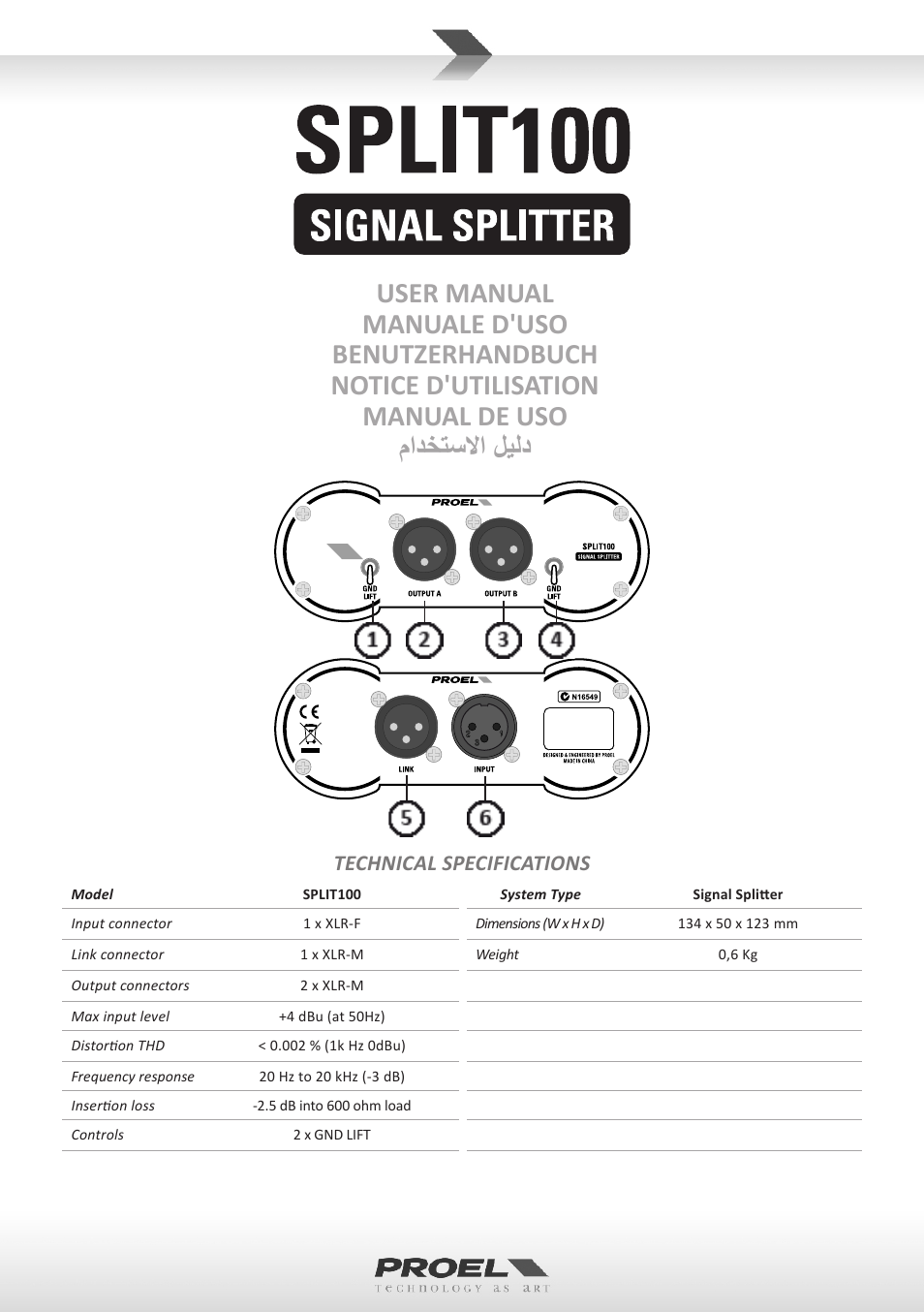 Proel SPLIT100 User Manual | 10 pages