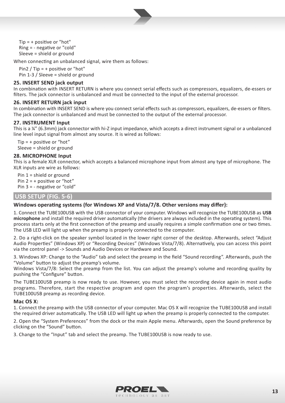 Usb setup (fig. 5-6) | Proel TUBE100USB User Manual | Page 13 / 39