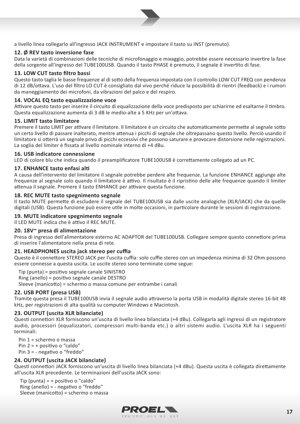 Proel TUBE100USB User Manual | Page 17 / 39