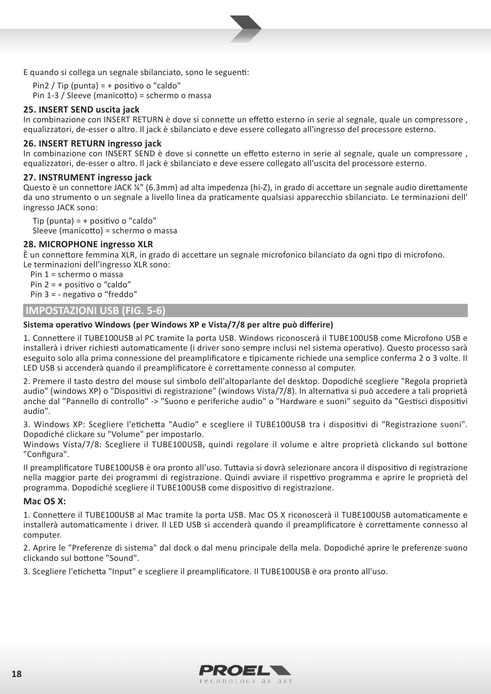 Impostazioni usb (fig. 5-6) | Proel TUBE100USB User Manual | Page 18 / 39