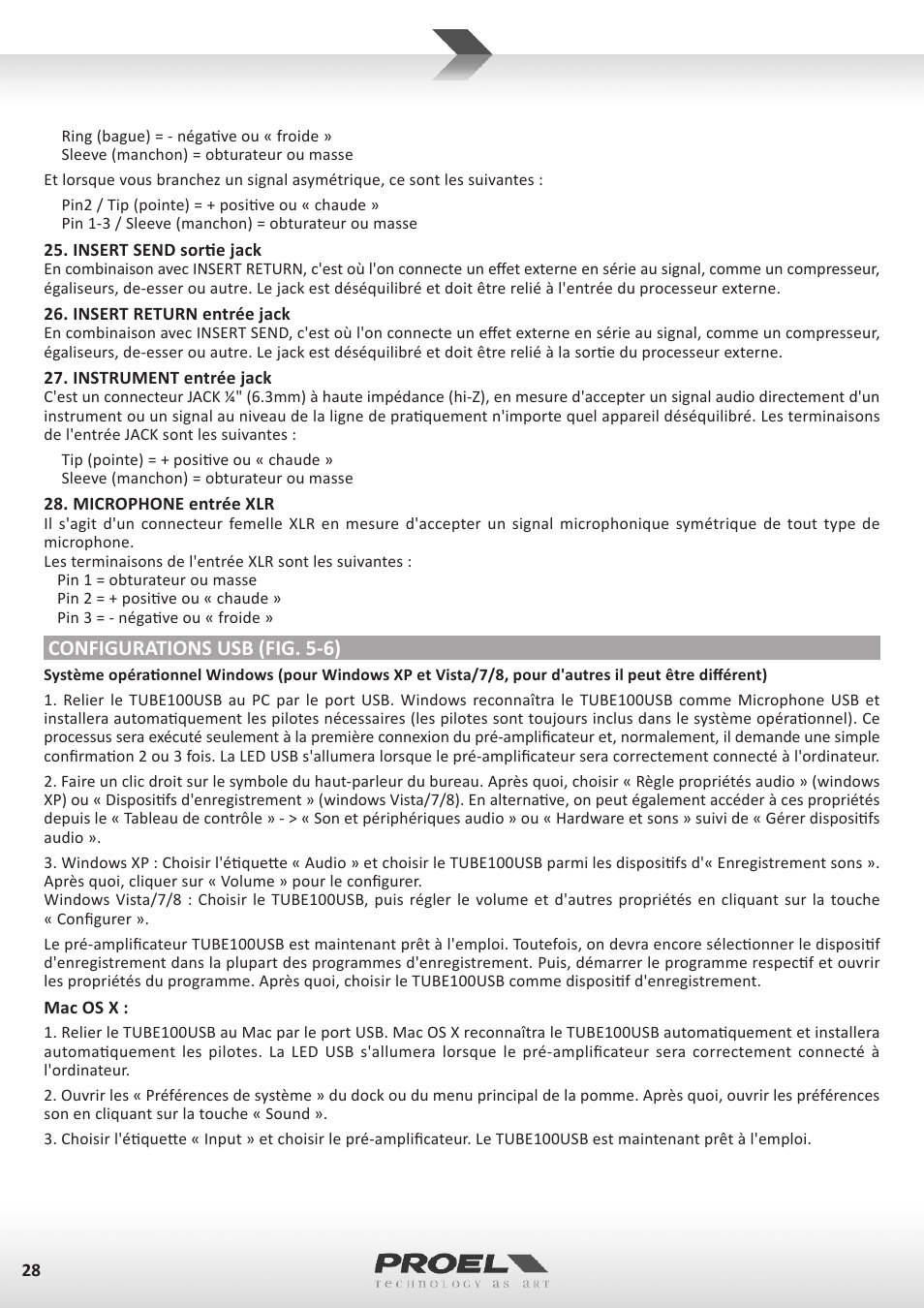 Configurations usb (fig. 5-6) | Proel TUBE100USB User Manual | Page 28 / 39