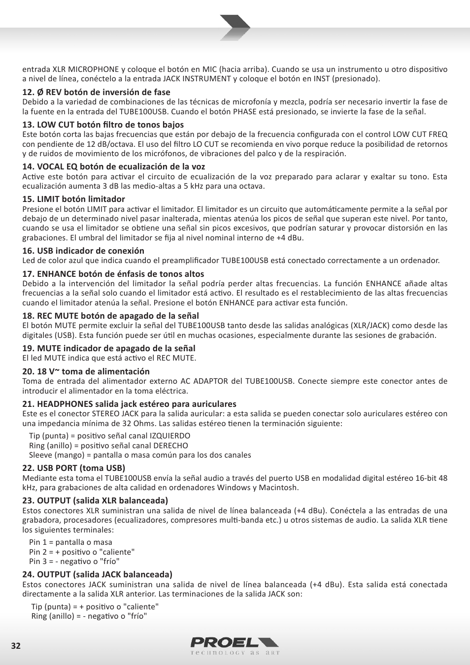 Proel TUBE100USB User Manual | Page 32 / 39