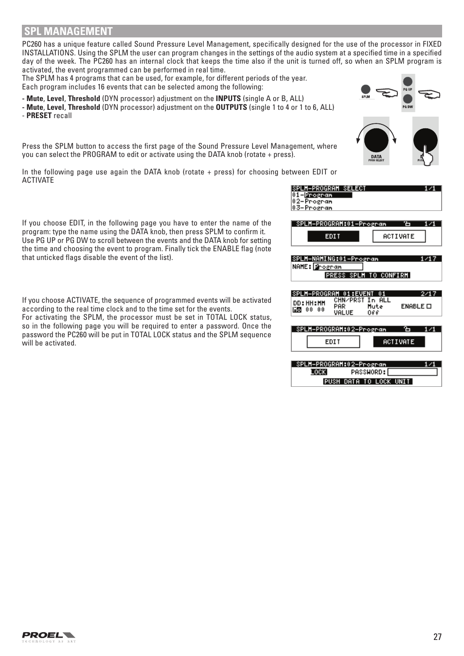 Spl management | Proel PC260 User Manual | Page 27 / 36