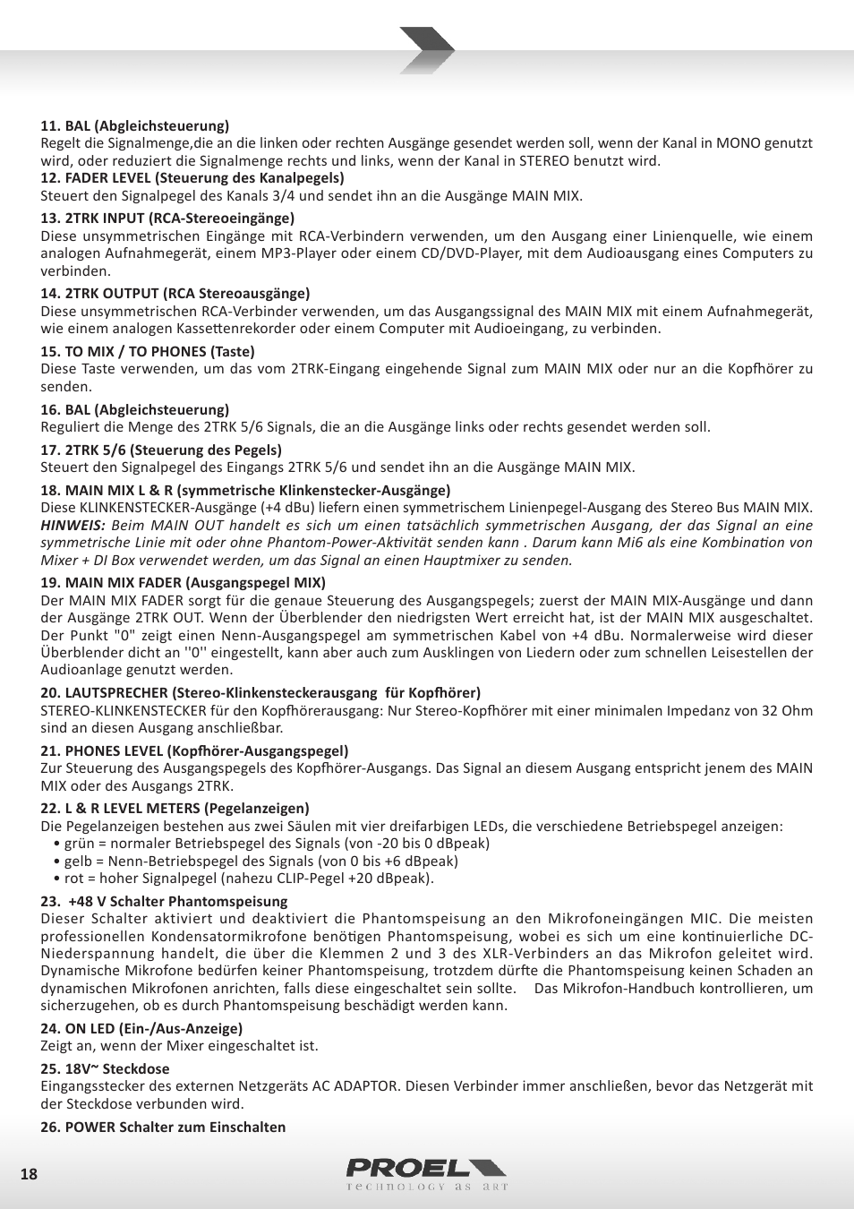 Proel MI6 User Manual | Page 18 / 28