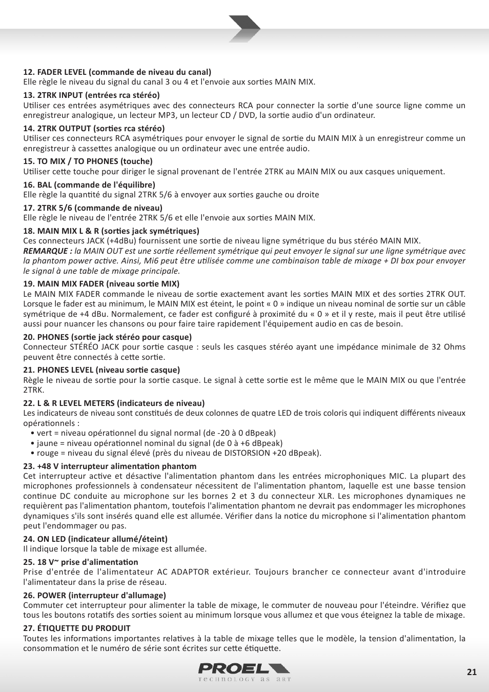 Proel MI6 User Manual | Page 21 / 28